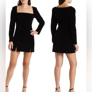 FLORET STUDIOS Long Sleeve Velvet Cocktail Minidress Black L NWT